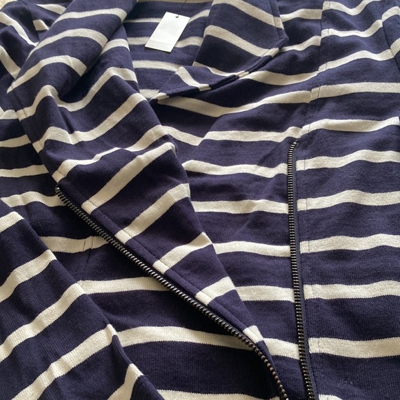 Talbots navy/white cotton Moto jacket size Medium - Picture 3 of 9